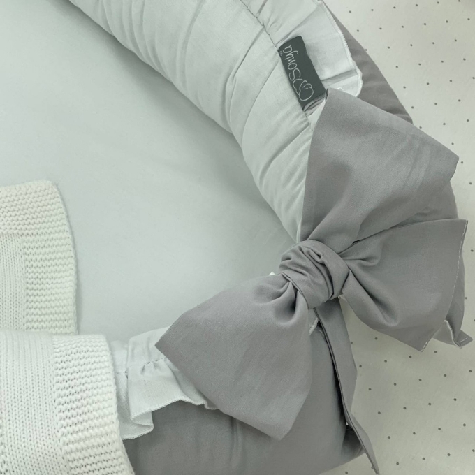 Protectie somn – Baby Nest co-sleeping cu doua fete, alb-gri (4)